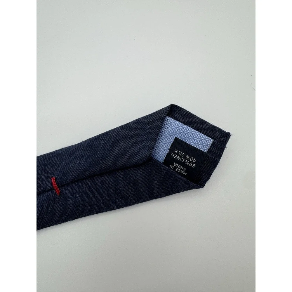 Tommy Hilfiger Linen Plaid Tie Blue Navy‎ White Check Classic Mens Necktie NWT
